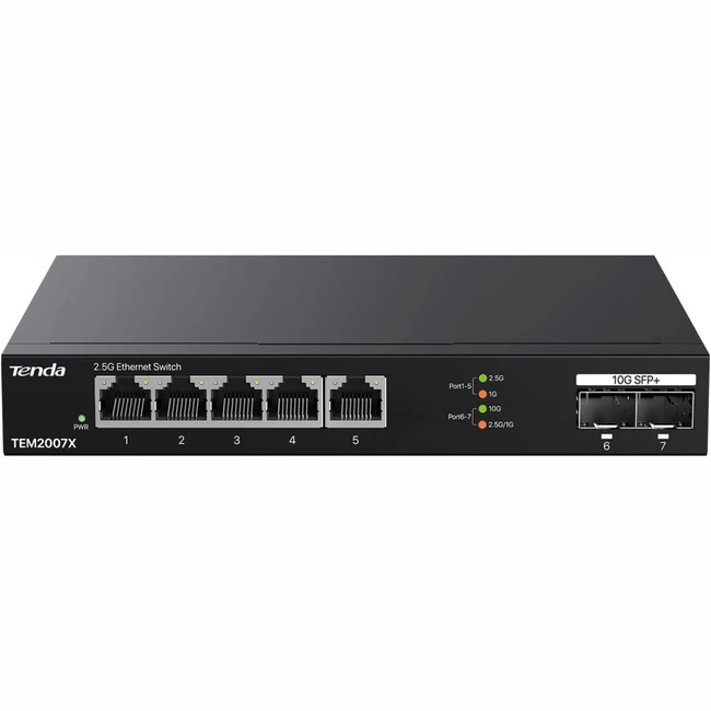 Коммутатор TENDA TEM2007X (2.5 GBase-T (2500 мбит/с), 2 SFP порта)