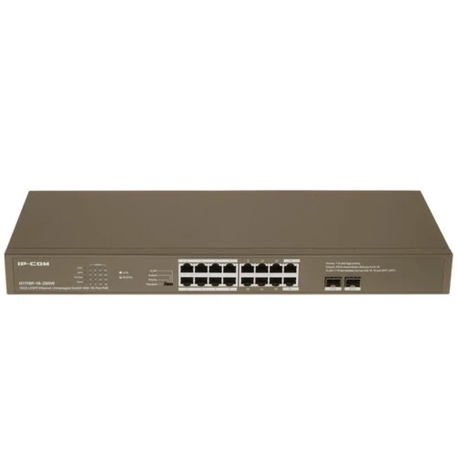 Коммутатор IP-COM G1118P G1118P-16-250W (1000 Base-T (1000 мбит/с), 2 SFP порта)