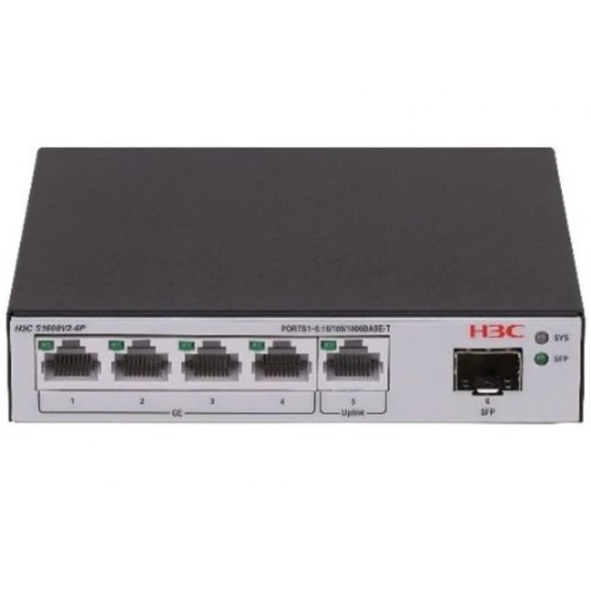 Коммутатор H3C S1600V2 LS-1600V2-6P-GL (1000 Base-T (1000 мбит/с), 1 SFP порт)