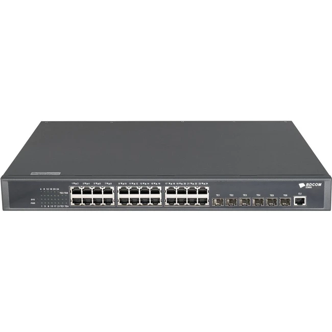 Коммутатор BDCOM S3900-24T6X +PWR-75-AC (1000 Base-T (1000 мбит/с), 6 SFP портов)