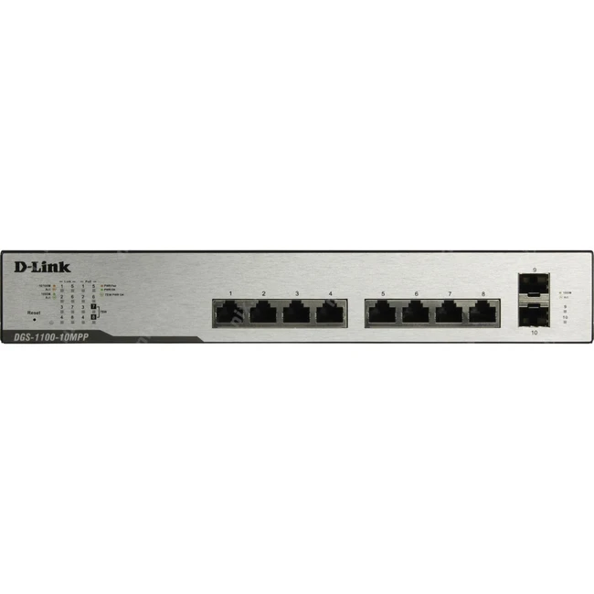 Коммутатор D-link DGS-1100-10MPP (1000 Base-TX (1000 мбит/с), 2 SFP порта)