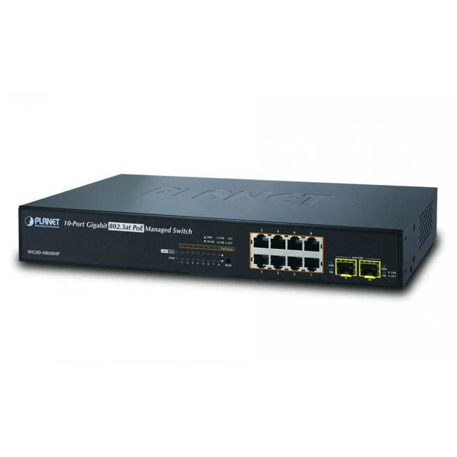 Коммутатор Planet GS-5220-8P2T2S 1000 Base-TX (1000 мбит/с), 2 SFP порта