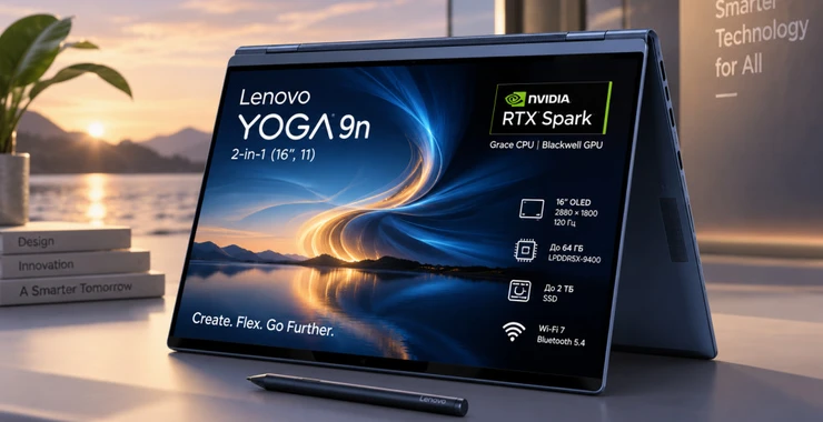Ноутбук Lenovo Yoga 9n 2-in-1 получил NVIDIA RTX Spark и 16-дюймовый OLED