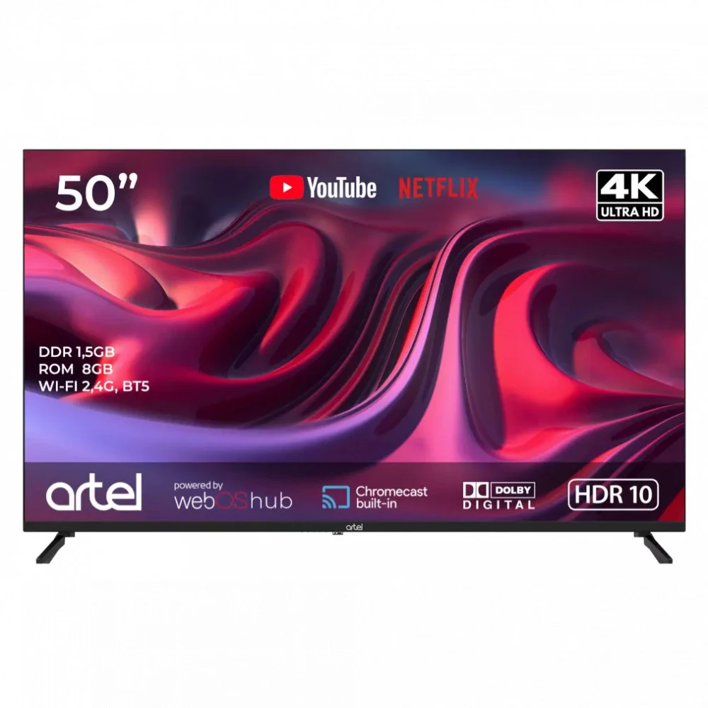 Телевизор Artel A50MQA800 50 ", Smart TV, Черный