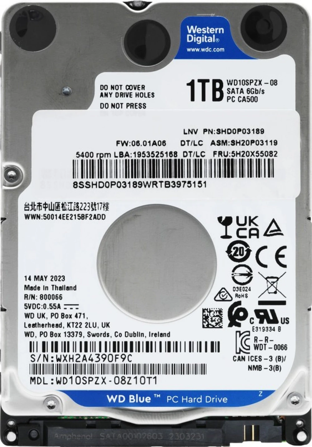 Жесткий диск Western Digital WD10SPZX HDD (классические), 1 ТБ, 2.5 дюйма, SATA