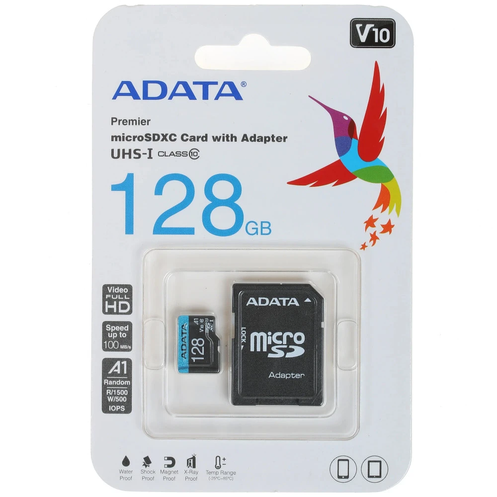 Флеш (Flash) карты ADATA Premier microSDXC AUSDX128GUICL10A1-RA1 128 ГБ