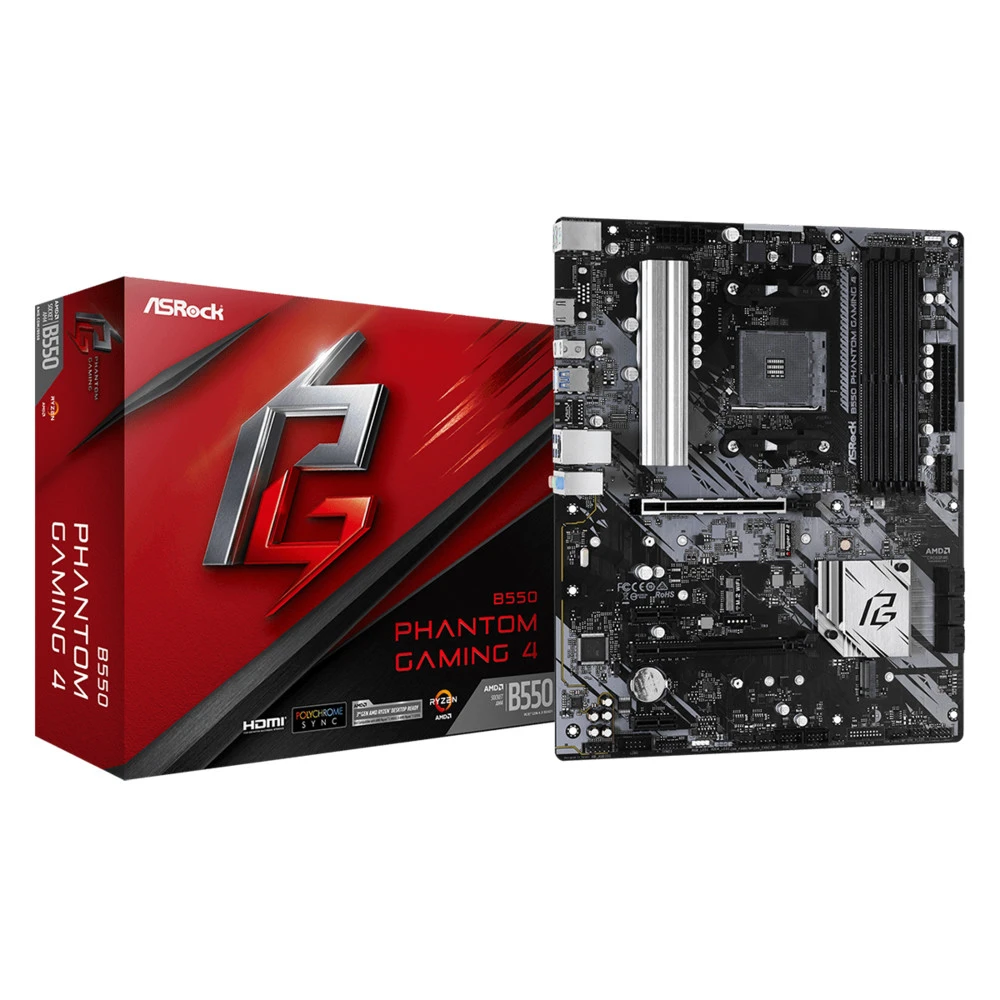 Материнская плата ASRock B550 Phantom Gaming 4 B550 PHANTOM GAMING 4 ATX, AMD AM4