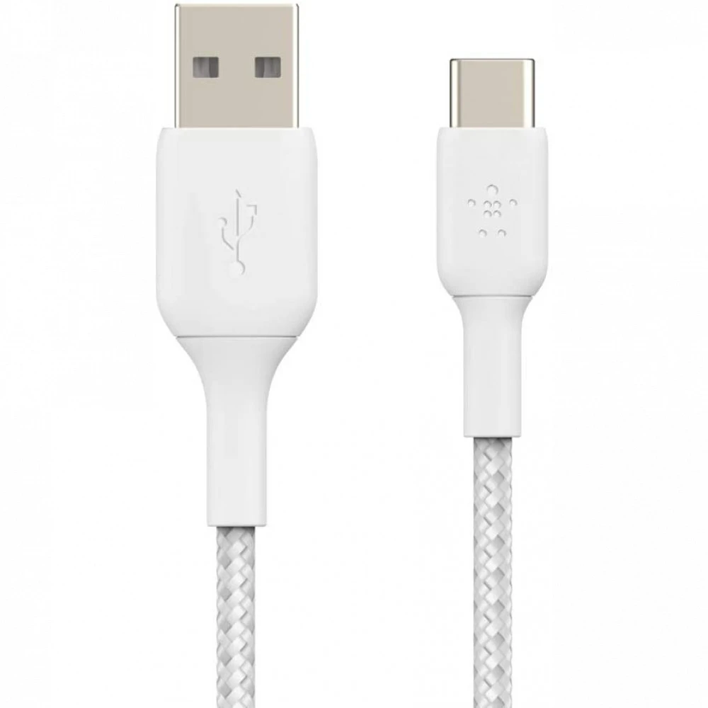 Кабель интерфейсный Belkin BRAIDED white (1m) CAB002BT1MWH USB Type A - USB Type C