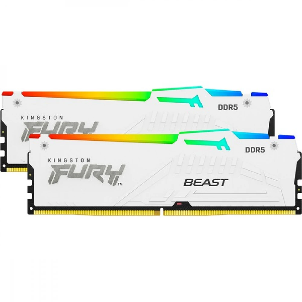 ОЗУ Kingston Fury Beast White RGB KF552C40BWAK2-32 DIMM, DDR5, 32 Гб (2 х 16 Гб), 5200 МГц