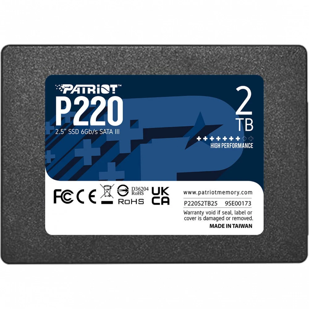 Жесткий диск Patriot P220 P220S2TB25 SSD (твердотельные), 2 ТБ, 2.5 дюйма, SATA