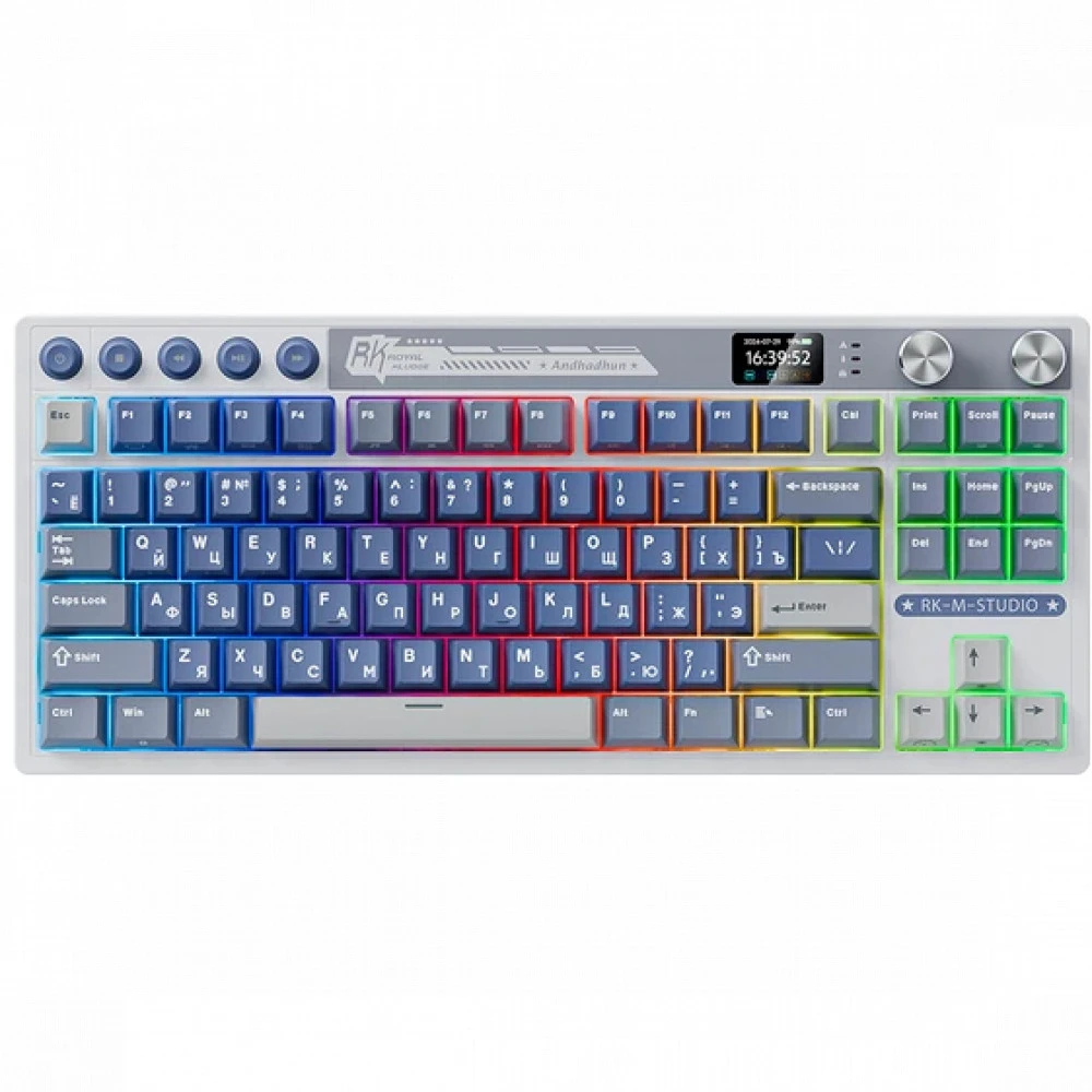 Клавиатура Royal Kludge M87 Ocean Blue (Beige Switch) 6977576550786 Беспроводная, Bluetooth