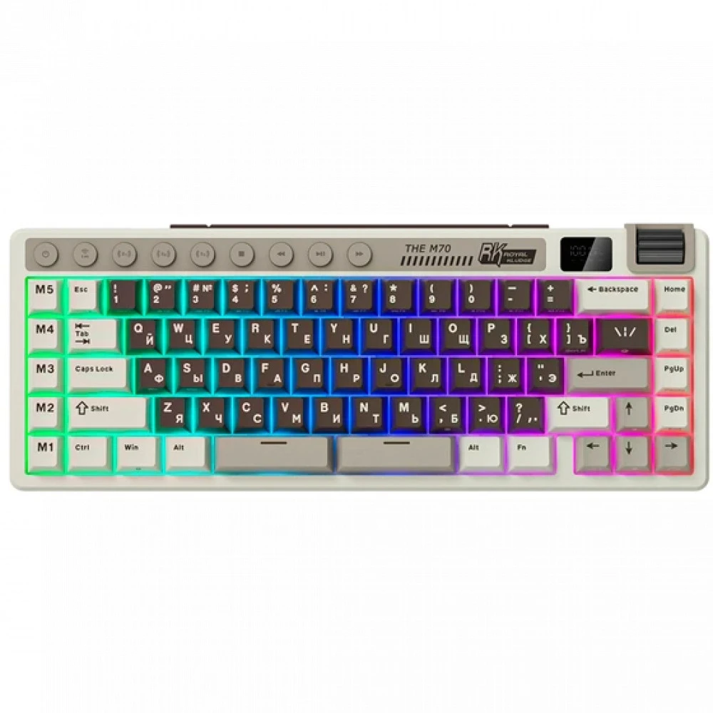 Клавиатура Royal Kludge M70 Mokko Grey (Cream Switch) 6935280827112 Беспроводная, Bluetooth