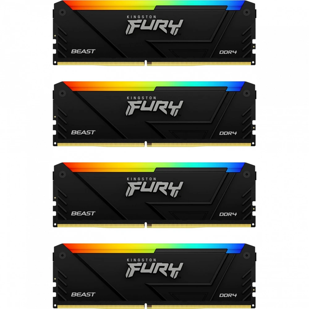ОЗУ Kingston Fury Beast RGB KF436C17BB2AK4/32 DIMM, DDR4, 32 Гб (4 х 8 Гб), 3600 МГц