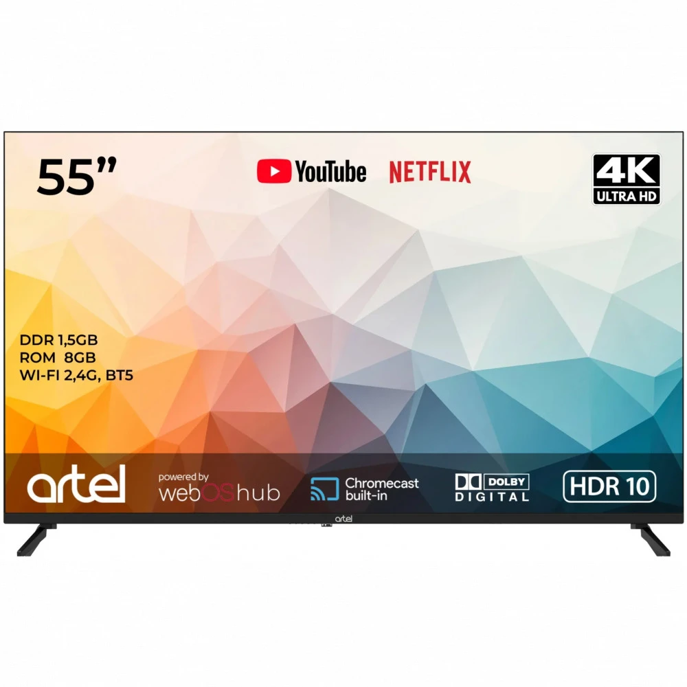 Телевизор Artel A55MQA800 55 ", Smart TV, Черный