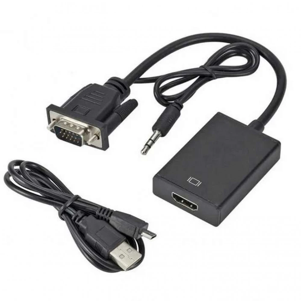 Кабель интерфейсный NO NAME Конвертeр VGA на HDMI (Кабель) (Видео аудио конвертер VGA на HDMI в HD, HDTV 1080P.) 0000876 VGA - HDMI