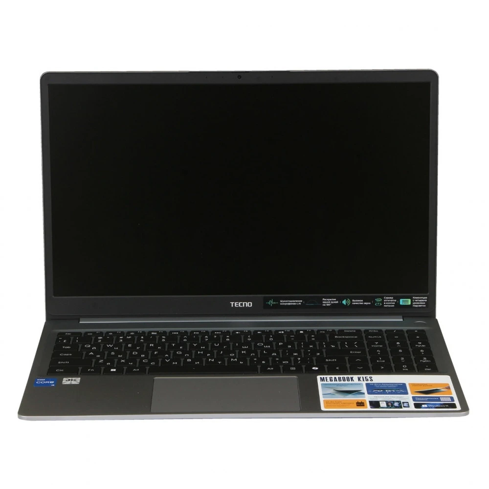 Ноутбук TECNO K15SRA SPACE GREY 512GB 8GB 15.6 ", FHD 1920x1080 (16:9), Intel, Core i5, 8 Гб, 512 ГБ, Intel UHD Graphics, Windows 11 Home