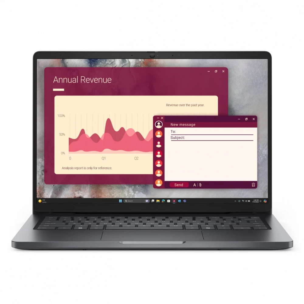 Ноутбук Dell Pro 14 PC14250 BTO109_PC14250_EMEA_210-BQHF 14 ", WUXGA 1920x1200 (16:10), Intel, Core Ultra 7, 16 Гб, 512 ГБ, Intel Graphics, Windows 11 Pro